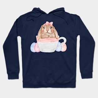 Bunny Cup Eggs Watercolor Hoodie